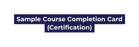 Sample Course Completion Card Certification